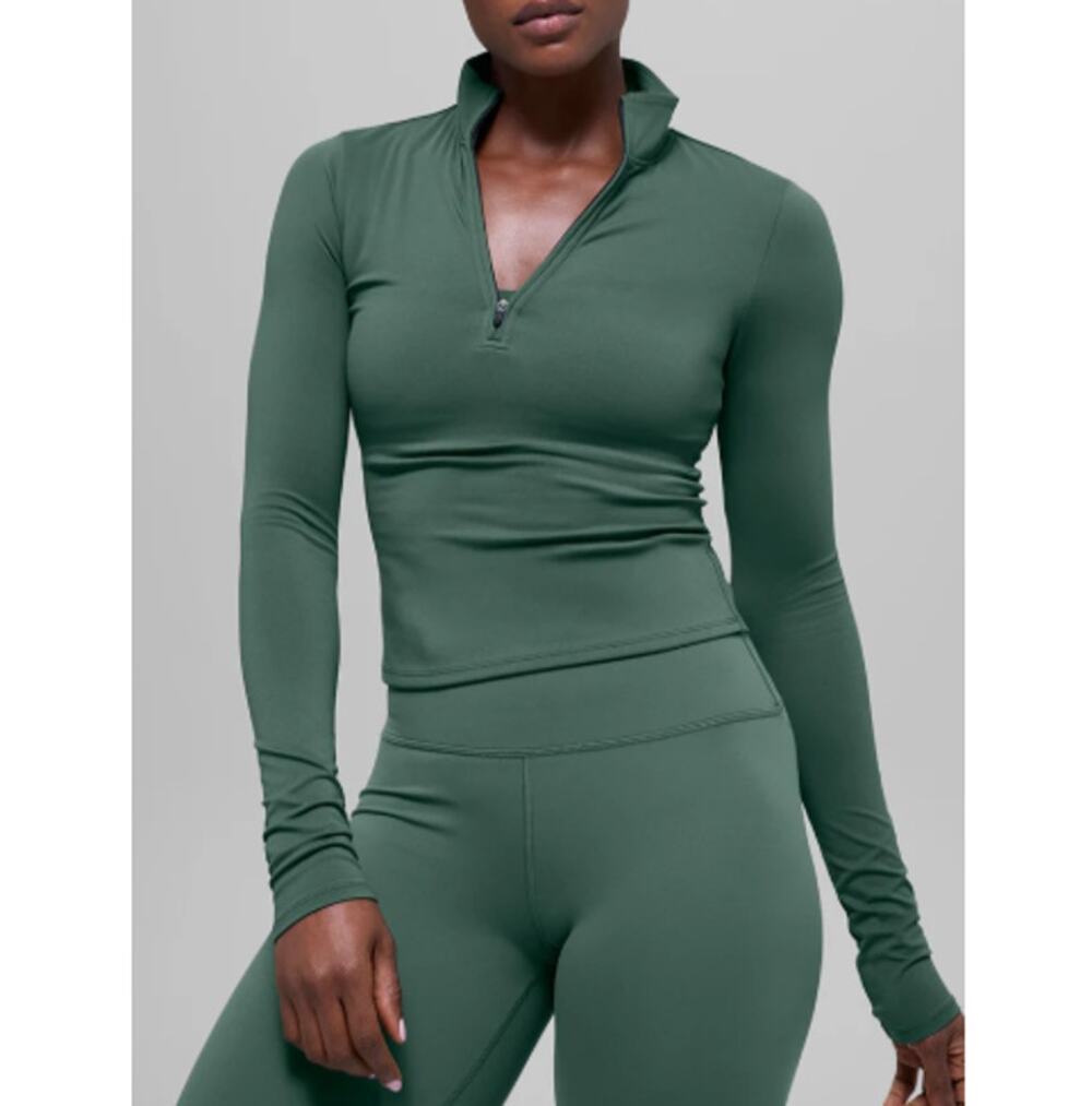 Alo Yoga Clover Green Softsculpt Precision 1/4 Zip Long Sleeve Top Size S